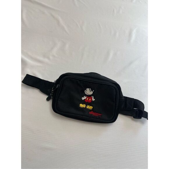 Walt Disney World Parks Embroidered Mickey Mouse Blk Fanny Pack Belt Bag Purse - Picture 1 of 8